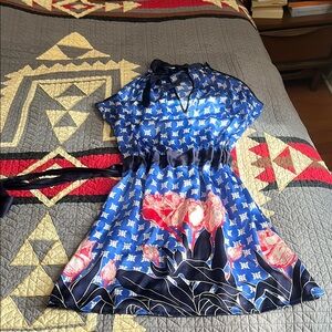 Silky Blue Floral Dress